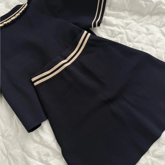 Sandro blue and Cream Short Sleeve Set - Picture 2 of 5